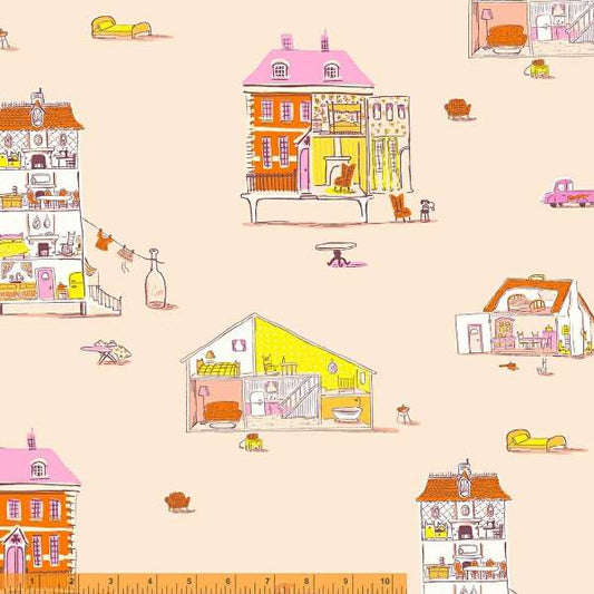 Blush Dollhouse - Lucky Rabbit - Heather Ross - Windham Fabrics - half yard quilting fabric