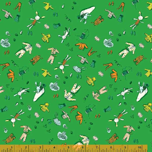 Green Doll Clothes - Lucky Rabbit - Heather Ross - Windham Fabrics - half yard quilting fabric