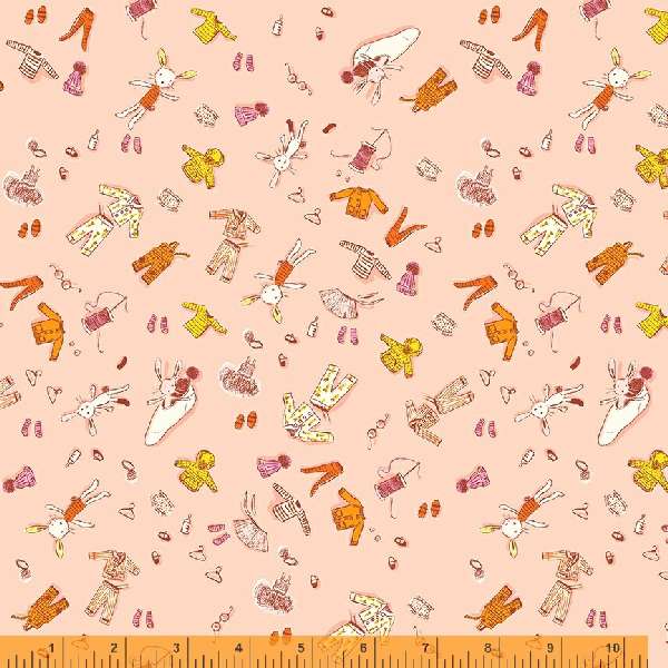 Pink Doll Clothes - Lucky Rabbit - Heather Ross - Windham Fabrics - half yard quilting fabric