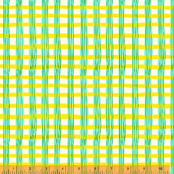 Yellow Painted Plaid - Lucky Rabbit - Heather Ross - Windham Fabrics - half yard quilting fabric