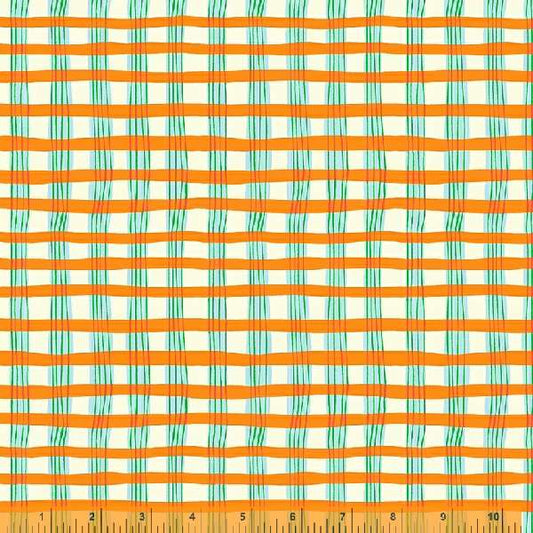 Orange Painted Plaid - Lucky Rabbit - Heather Ross - Windham Fabrics - half yard quilting fabric
