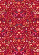 Load image into Gallery viewer, Little Bird Floral Heart on Red - Little Matryoshka - Lewis &amp; Irene - quilting fabric - quilting cotton