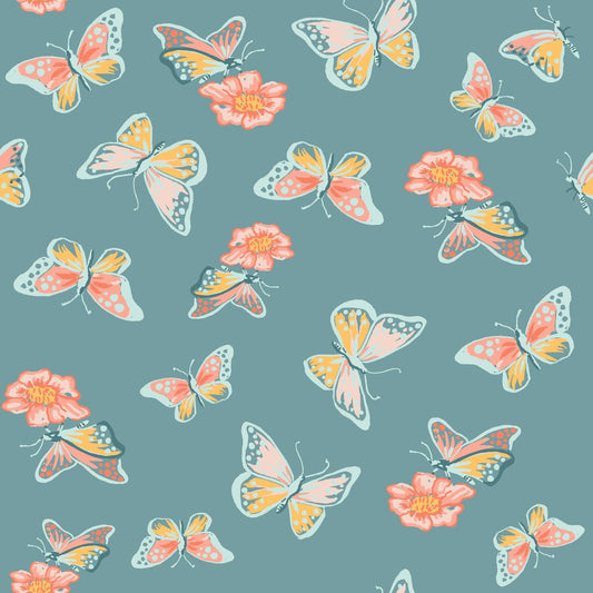 Aflutter Lawn - Vintage 74 - Monaluna Organic Fabric - GOTS certified organic cotton poplin - floral - 44" wide