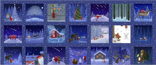 Tomten & Friends 5" Squares Panel - Keep Believing - Lewis & Irene - yard quilting fabric - digiprint fabric digital
