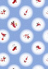 Load image into Gallery viewer, Tomte Snowballs on Icy Blue - Keep Believing - Lewis &amp; Irene - yard quilting fabric - digiprint fabric digital