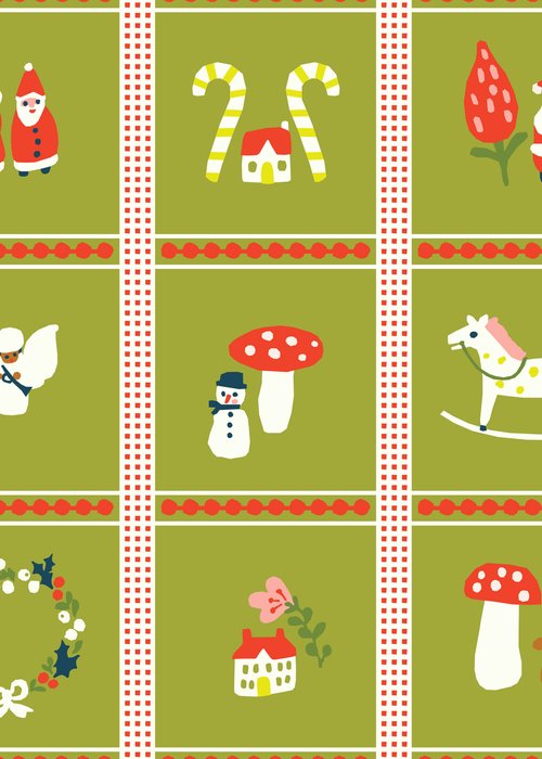 Christmas Trinkets Moss - Christmas Sweater - Little House Cottons - GOTS certified organic cotton poplin - floral - 44" wide