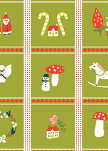 Load image into Gallery viewer, Christmas Trinkets Moss - Christmas Sweater - Little House Cottons - GOTS certified organic cotton poplin - floral - 44&quot; wide