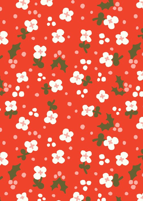 Holly Berry - Christmas Sweater - Little House Cottons - GOTS certified organic cotton poplin - floral - 44" wide