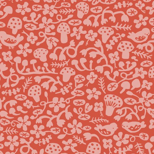 Nasturtium Tomato - If You Are The Dreamer - Little House Cottons - GOTS certified organic cotton poplin - floral - 44" wide
