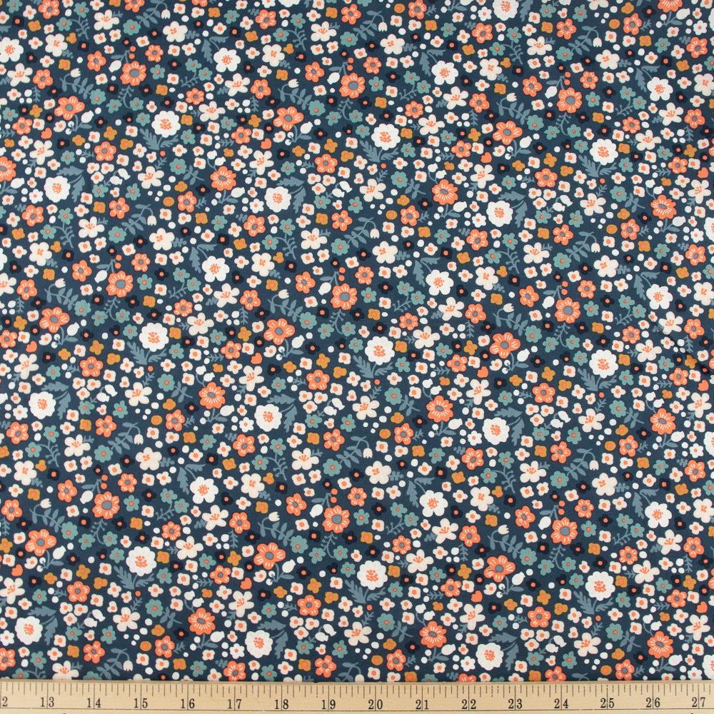 Bella Petite Denim Blue  - Bella Cotton Lawn- Kristen Balouch - Birch Fabrics - GOTS certified organic cotton lawn
