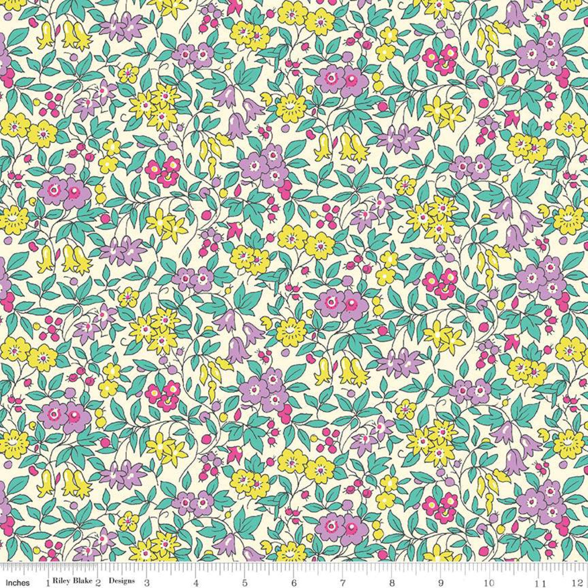 High Summer Flower Show Forget Me Not Blossom B - Riley Blake Designs half yard fabric - Liberty of London purple