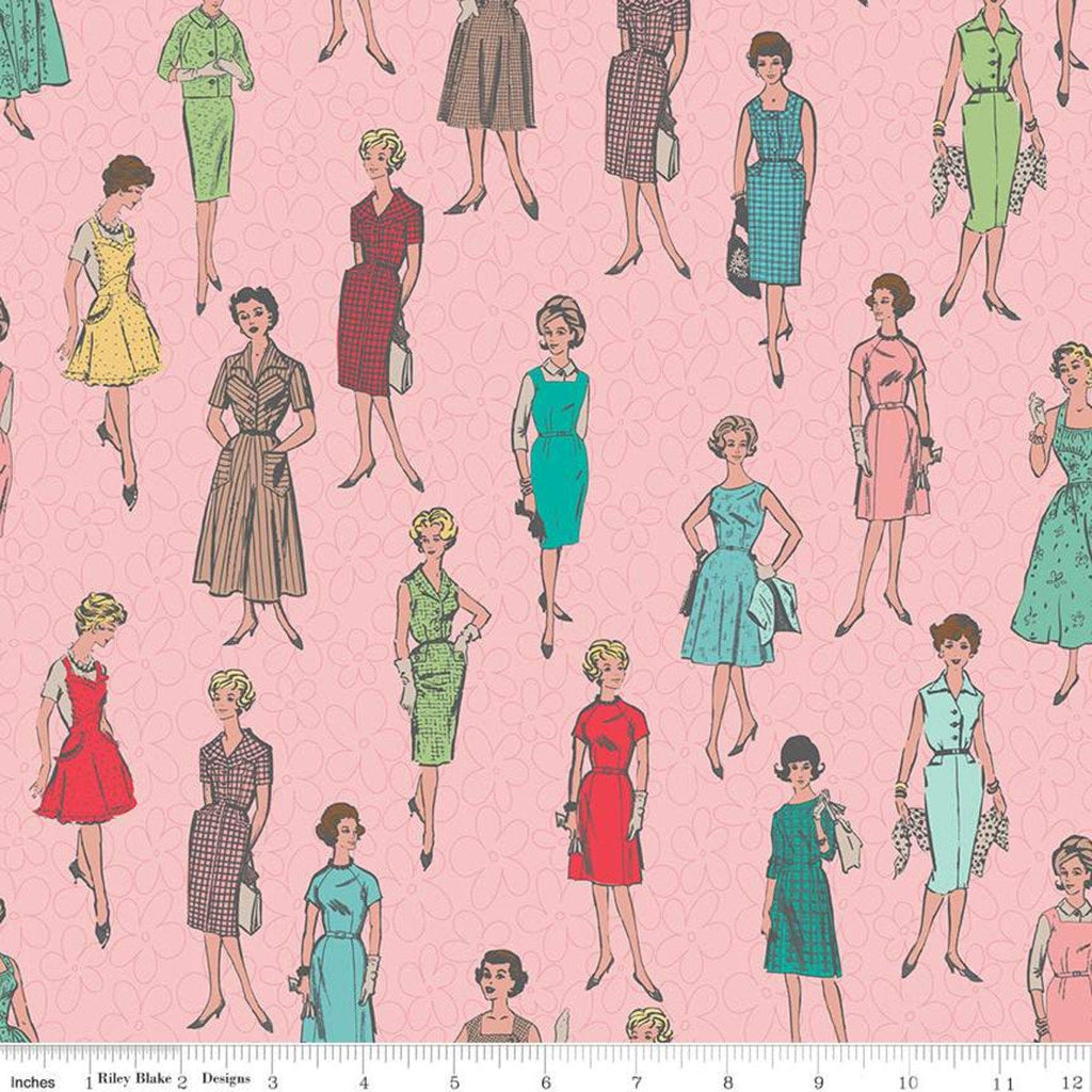 My Happy Place Home Decor Vintage Ladies HD 9311 CANVAS - Riley Blake Designs 54" fabric - pink