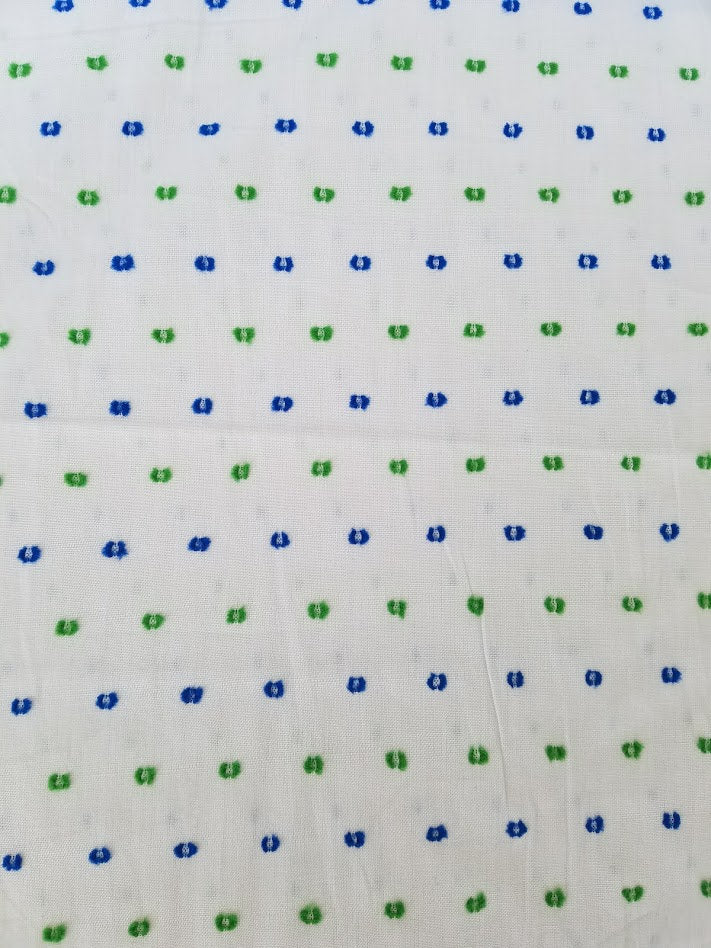 Swiss Dot mulit color shirting - Robert Kaufman Fabrics half yard - shirting - white blue green