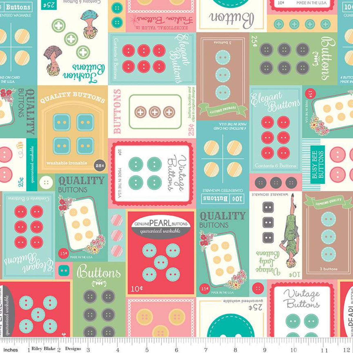 My Happy Place Home Decor Button Cards HD 9312 CANVAS - Riley Blake Designs 54" fabric - multi color