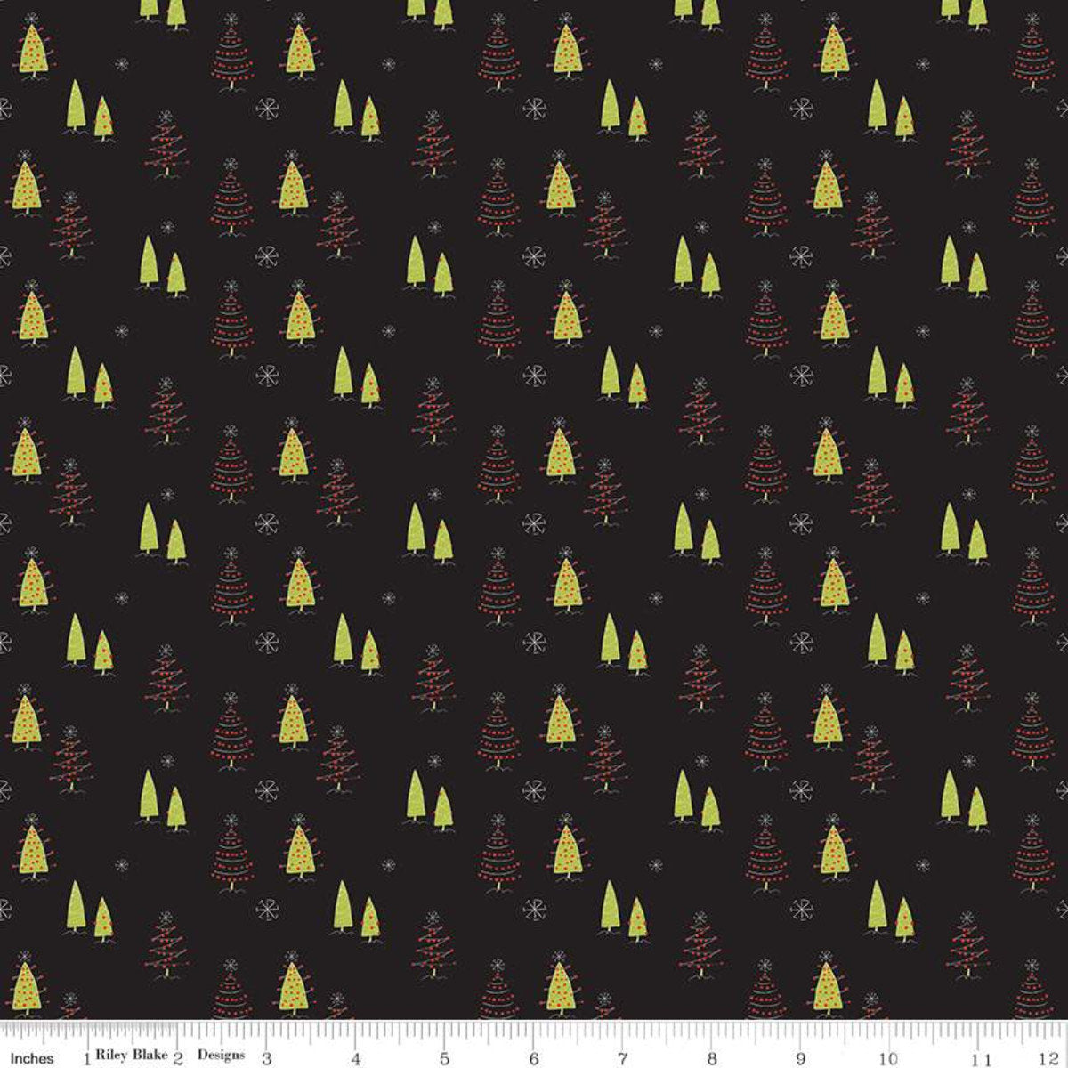 Merry Little Christmas - Trees black - Sandy Gervais - Riley Blake Designs half yard fabric - holiday