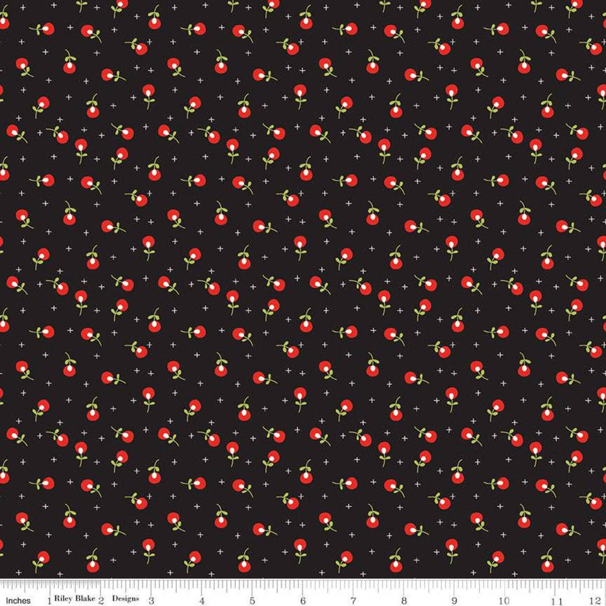 Merry Little Christmas - Berries black - Sandy Gervais - Riley Blake Designs half yard fabric - holiday