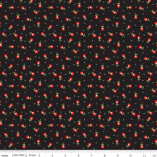 Merry Little Christmas - Berries black - Sandy Gervais - Riley Blake Designs half yard fabric - holiday