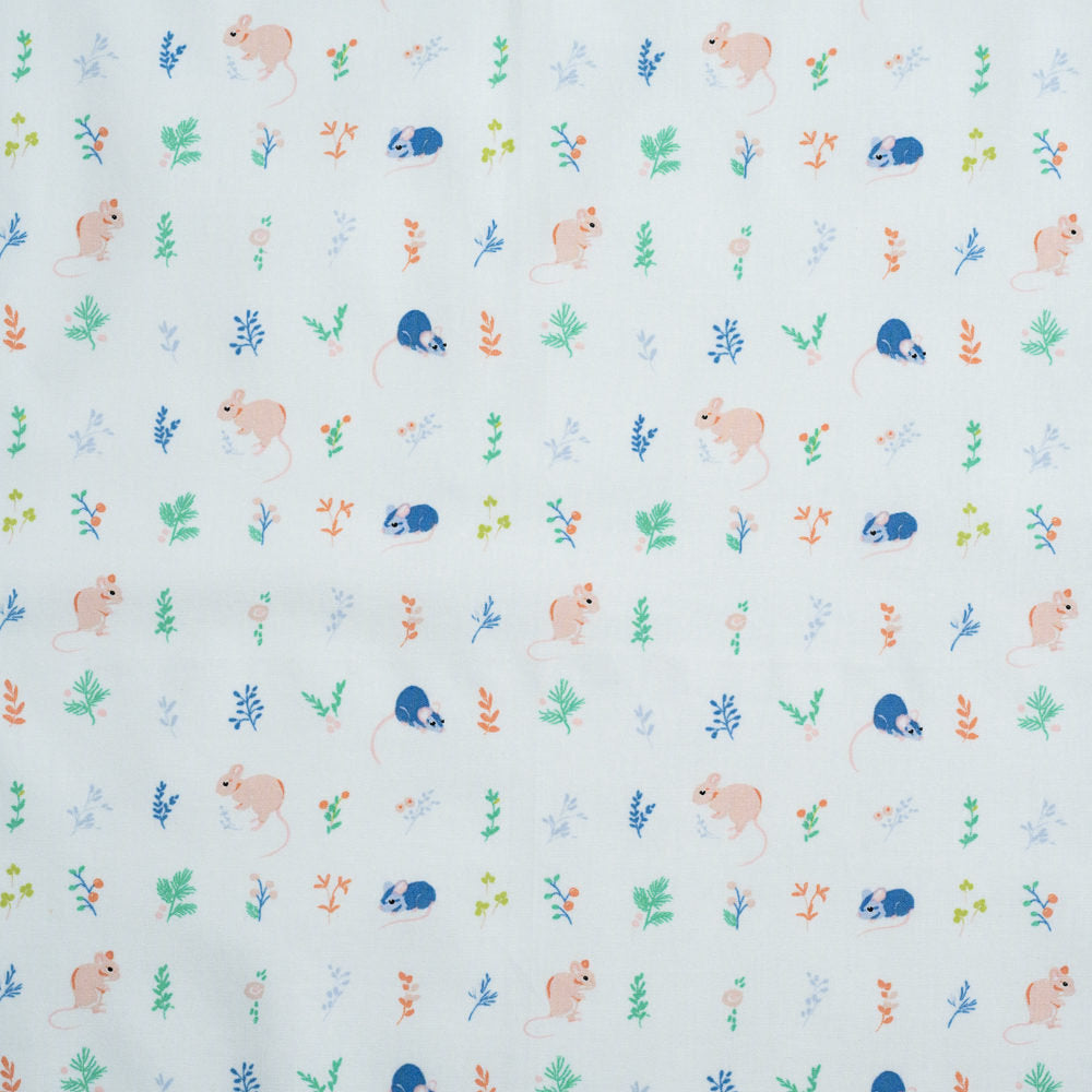 Little One Poplin - Kitty Garden - Jenny Ronen - Birch Fabrics half yard - 180 thread count GOTS certified organic quilting cotton
